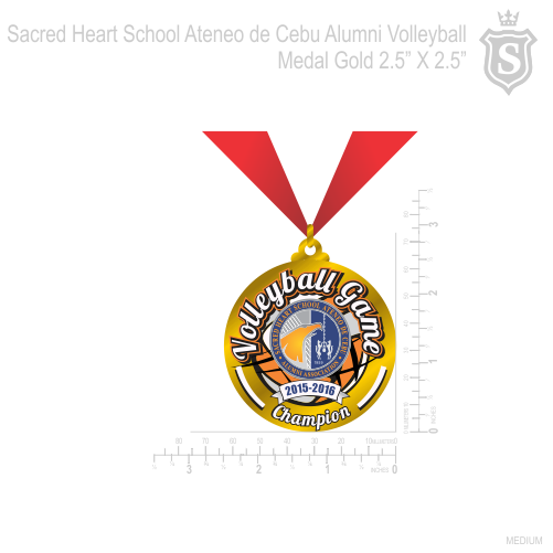 Sacred Heart School Ateneo de Cebu Alumni Volleyball Medal Gold 2.5 inch
