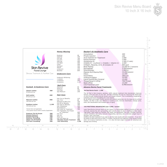 Skin Revive Menu Board