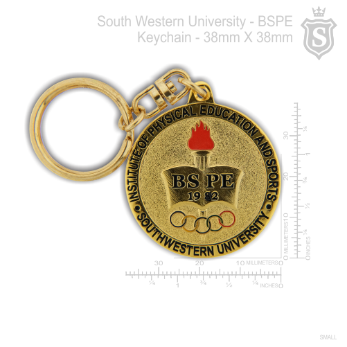 South Western University (SWU) Bachelor of Science in Physical Education (BSPE) Keychain Gold 38mm