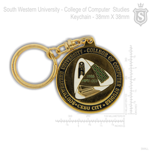 South Western University (SWU) College of Computer Studies Keychain Gold 38mm