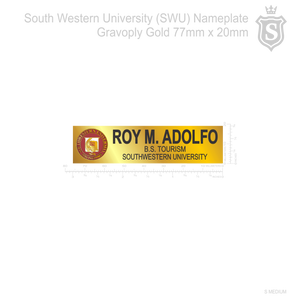 South Western University (SWU) Nameplate Gravoply Gold