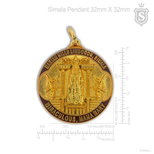 Miraculous Mama Mary Simala Pendant Gold 32mm