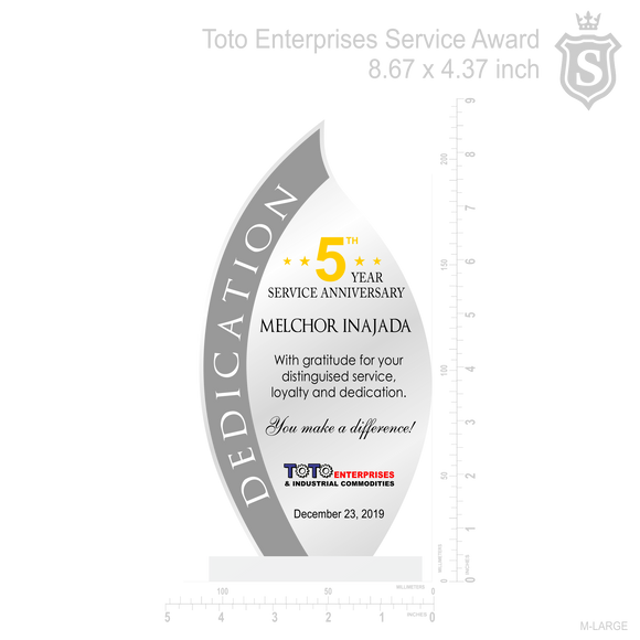TOTO Enterprises Plaque 2019