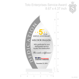 Toto Enterprises Service Award Plaque