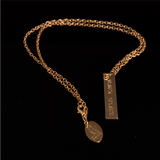 Vertical Name Bar Pendant Gold 37mm