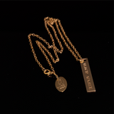 Vertical Name Bar Pendant Gold 37mm