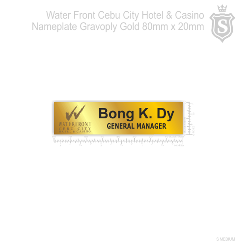 Waterfront Cebu City Hotel & Casino Nameplate Gravoply