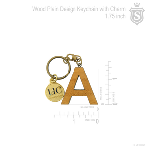Wood Plain Design Keychain with Charm