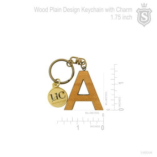 Wood Plain Design Keychain with Charm