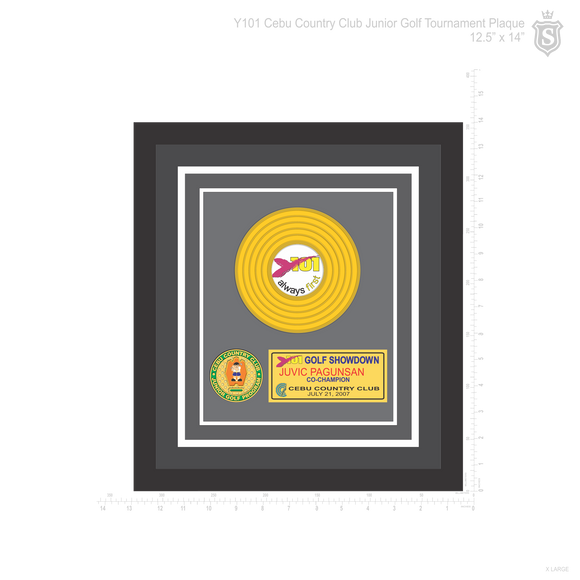 Y101 Cebu Country Club Junior Golf Tournament Platinum Vinyl Plaque 12.5