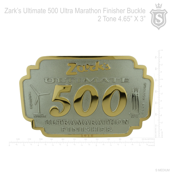 Zarks Ulimate 500 Ultra Marathon Finisher Race Buckle 2 Tone 4.65 inch x 3 inch