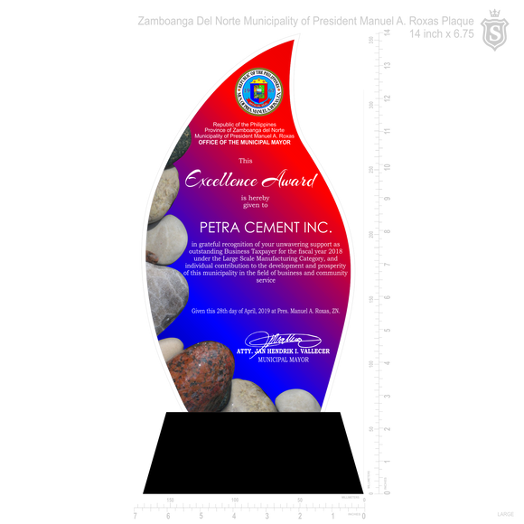 LGU- Roxas Excellence Award Plaque