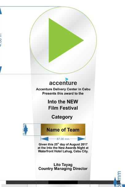 Accenture Acrylic Plaque with  Green Arrow On Top