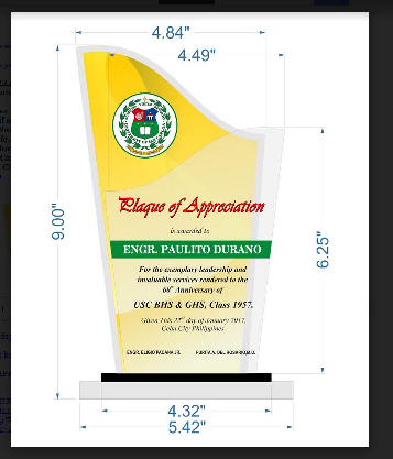 USC Plaque of Appreciation  2017