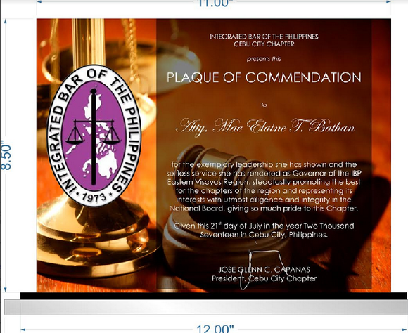 Honorary Plaque 8.5