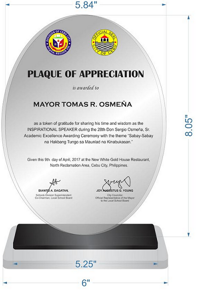 Don Sergio Osmena Sr Academic Excellence Plaque