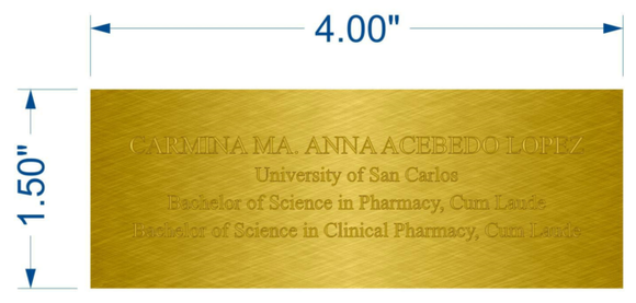 Brass plate for Carmina Acebedo -Lopez
