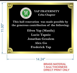 Yap Fraternity Brass Wall Signage